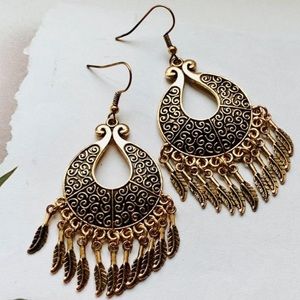 Statement Copper Feather Earrings